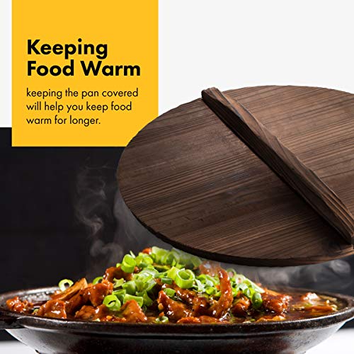 Klee Wooden Lid for 14" Cast Iron Wok - Wok Cover 14" - Wooden Lid for Wok - 14" Wok Lid for Cast Iron Wok - Wok Accessories - Wok Lid 14 Inch - Cast Iron Wok Lid - Thumbnail 4