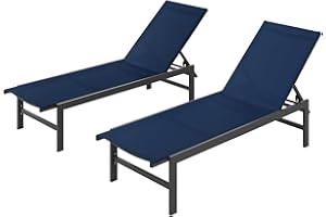 Vexwalx Chaise Lounge Chair for Sunbathing Pool Lounge Chairs with 5-Position, Patio Chair Outdoor Lounge Chairs for Backyard, Poolside, Deck, Lawn