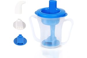 Ehucon Dysphagia Regulating Drinking Cup for Elderly-Having Difficulty Swallowing,Dispenses 5 cc or 10 cc of Liquid Helps to Prevent Choking,Liquids Only (Blue)