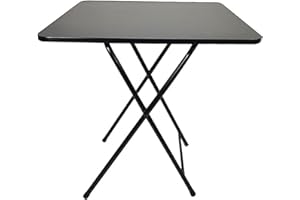 CUTEAM Foldable Table, Small Folding Table, Outdoor Folding Table, Portable Table, Foldable Dinner Table Square Solid MDF 4 Persons Home Office Study Computer Desk Home Improvement (Black)