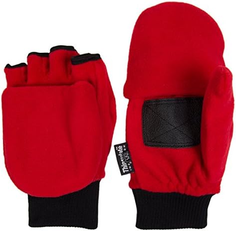 Thinsulate 3M Fleece Pop Top Convertible Fingerless Gloves Mittens Women Kids