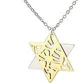 EUEAVAN Jewish Prayer Shema Yisrael Necklace for Women Two Tone Star of David Necklace Hear O Israel Pendant Judaica Sh'ma Yisrael Jewelry Hebrew Kabbalah Blessing Gift Men