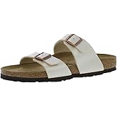 Birkenstock Sydney Narrow Unisex Shoes Size 5, Color: Pearl White/Beige/Black-Beige