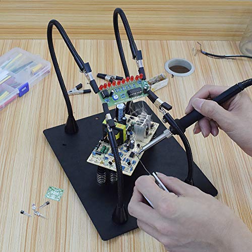 Magnetic Helping Hand Soldering Third Hand Tool Solder Holder, 4 PCB Pillars Circuit Board Holder with Flexible Arms Workbench for Electronic Repair RC hobby and Craft