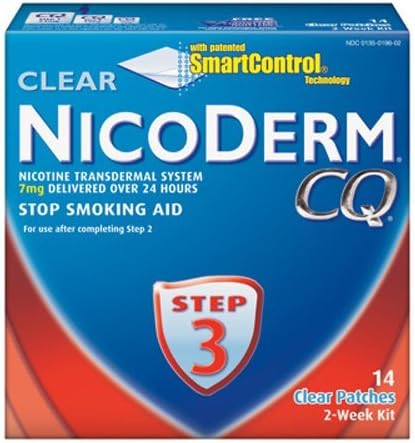 Nicoderm CQ Smoking Cessation Patch with 7mg 14 ct Step 3 by Glaxo Smith Klein