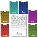 RFID Blocking Sleeve set of 6 x credit card protector and 1 x passport holder sleeve, Unique exclusive stylish designs for daily use Secure Identity Theft Protection, MUST BE with any traveler