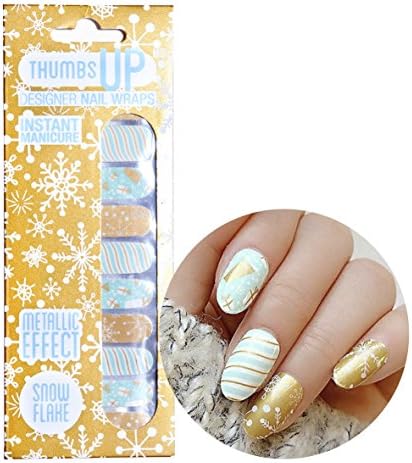 ThumbsUp Nails Snow Flakes Christmas Festive Nail Wraps/Self-adhesive/Nail Foil Polish Strips/Full Coverage Nail Art Stickers / 20 Wraps Per Pack
