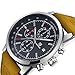BENYAR Fashion Men's Quartz Chronograph Waterproof Watches Business Casual Sport Design Brown Leather Band Strap Wrist Watch (Silver Black)
