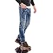MAGE MALE Men'/s Ripped Biker Jeans Slim Fit Straight Destroyed Trousers With Zipper Deck Blue 28 W
