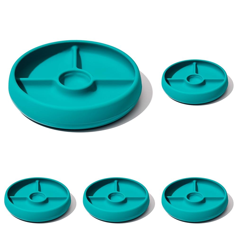 OXO Tot Silicone Divided Plate Teal (Pack of 5)