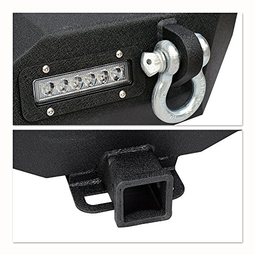 LEDKINGDOMUS Rear Bumper for 07-18 Jeep Wrangler Unlimited JK with 2x LED Lights & 2" Hitch Receiver Textured Black - Thumbnail 6