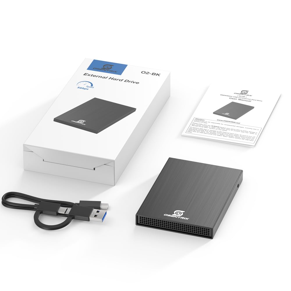 O2-BK 2TB USB 3.0 Pocket-Size Portable External Hard Drive (for Windows, MacOS, Xbox, PS)
