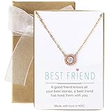 Crystal Pendant Necklace in Silver, Yellow Gold or Rose Gold, Gift for Best Friend, 16