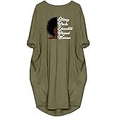 WbJetr Women's Long Sleeve Pocket Dress Black Woman Afro Brave Blessed Tunic Tops
