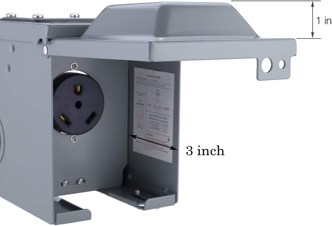 Miady 30 Amp 125 Volt RV Power Outlet Box, Enclosed Lockable Weatherproof Outdoor Electrical NEMA TT-30R Receptacle Panel, For RV Camper Travel Trailer Motorhome Electric Car Generator: Home Improvement