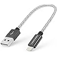 CableCreation 0.5 Feet Short iPhone Charger Cable, [MFi Certified] Lightning to USB Data Sync Cord, Compatible with iPhone 14/14 Pro, AirPods Pro, iPhone 13/13 Pro/12, iPad Pro, Air, 0.15M Black&White