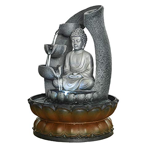 image for PeterIvan Buddha Fountain - 11in Buddha Tabletop Water Fountain for Ho
