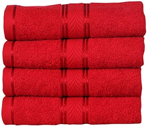 - Elegance 100% Cotton Hand Towel Set | 450 GSM Soft Absorbent Durable Towels | Pack of 4 Hand Towels Festive Red | Bathroom Kitchen Guest Towels | Luxury Bath Linen