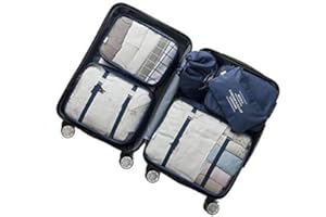 Adwaita 6 Set Packing Cubes, Travel Luggage Packing Organizers (Navy Blue)