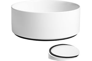 Kitwinney Large Dog Bowls, Non Slip Heavy Ceramic Dog Food and Water Bowl with Silicone Base, 8" Pet Feeding Bowl for Small, Medium, and Big Dogs (White, 8 Inches)