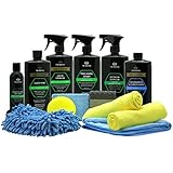 Car Wash Kit Complete Detailing Supplies for Cleaning. Soap, Wax, Tire Shine, Trim Restorer, Wash Mitt, Applicator, Microfiber Towel, Best Value to care for truck. TriNova.