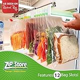 Zip n Store - Organize Your Refrigerator - Mid-Size Easy Store Organizer - Organizes 12 Bags, Perfect For Leftovers, Easy To See + Access Food, Quick Access Slide Track, Installs In 2 Minutes