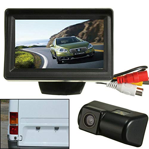 Riloer Rear View Camera Kit, 5 Inch Digital HD TFT LCD Monitor + Waterproof CCD Reversing Camera with Night Vision, 170° Wide Angle, Fit for Transit and Transit Connect