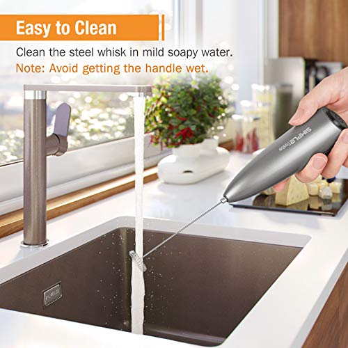 SIMPLETASTE Milchaufschäumer Elektrisch, Handheld Schaumbereiter mit 2 Batterie und Stab, Milk Frother für Cappuccino, Kugelsicherer Kaffee, Latte – Bild 7