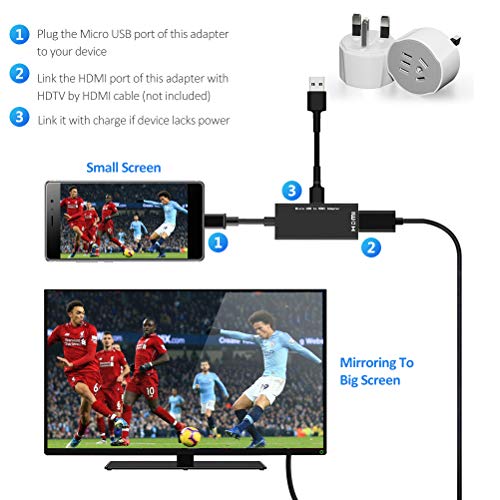 MHL Micro USB to HDMI Cable Adapter, MHL to HDMI 1080P Video Graphic Converter with Video Audio Output for Samsung Galaxy S5 S4 S3 Note 3 Note 2 Note 8 Phones & Tablets with MHL Function (Black)