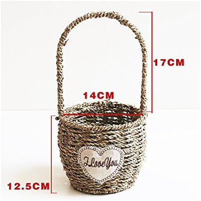 Endlless Hand-Woven Natural Straw and Willow Basket Wicker Flower Pots Flower Wall Hanging Flowerpot Hanging Basket Rustic Rattan Hanging Wall Basket-05