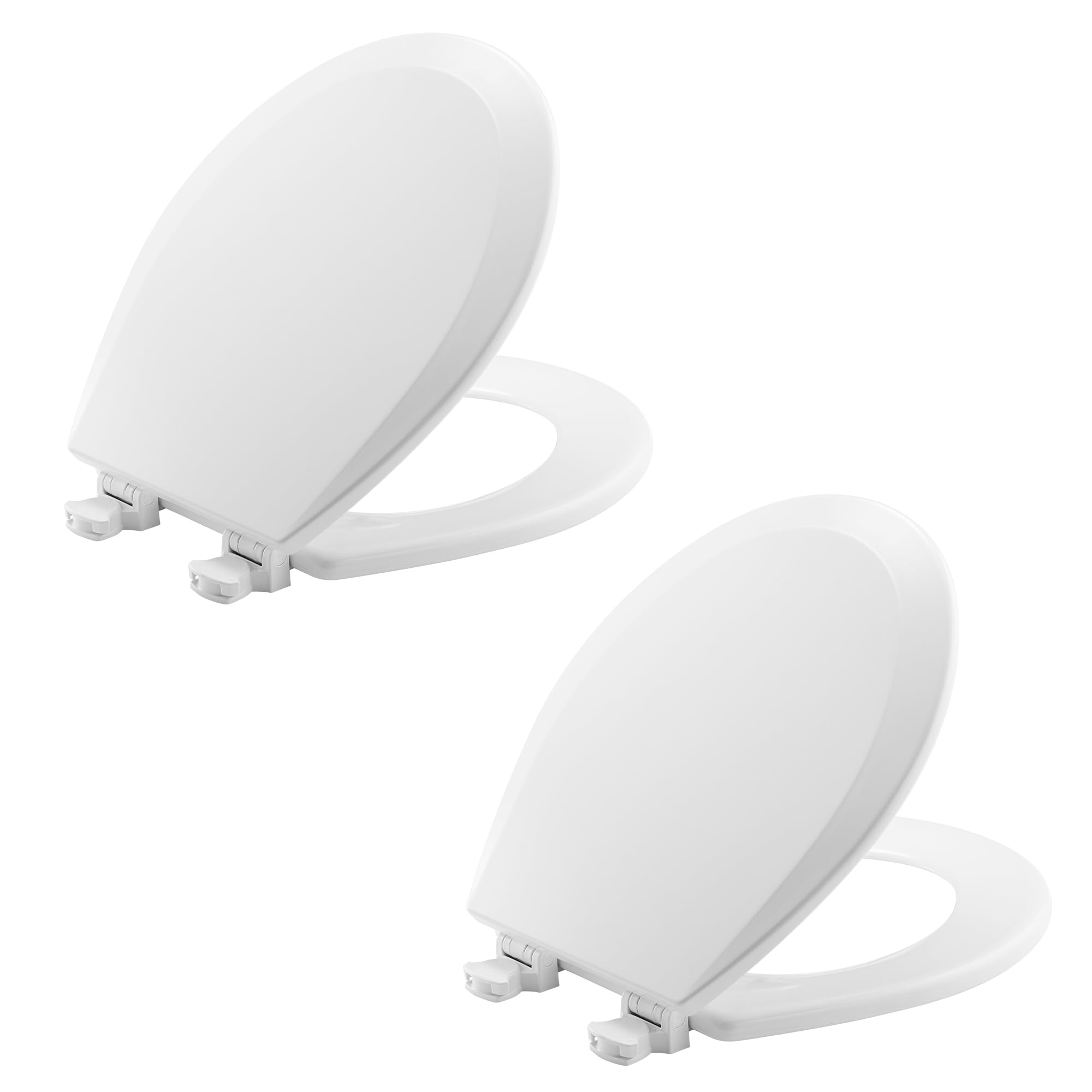 Bemis 500EC Durable Wood Toilet Seat with Easy Clean Hinges, Made in USA, Round, White, 2-Pack