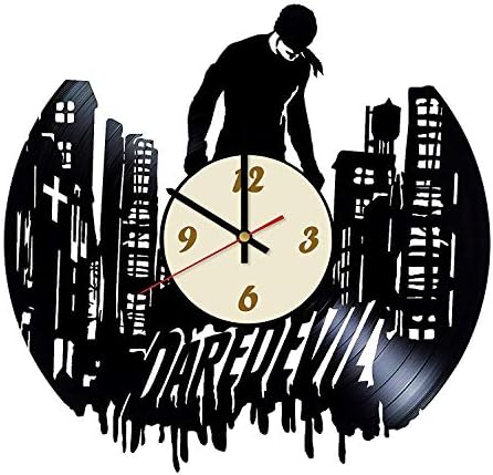 Daredevil Marvel Vinyl Record Wall Clock/Original Gift Idea for Him or Her, Boys or Girls/Cool Home Decor Wall Art/Bedroom Nursery Living Room Kitchen Clock