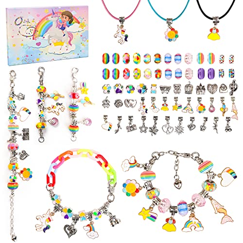 UUEMB Girls Charm Bracelet Making Kit, Jewellery Making Kit for Kids, Gifts for 5-12 Year Christmas Girls Teen Kids, Charm Jewellery Children Birthday
