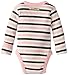 L'ovedbaby Unisex-Baby Newborn Organic Gl'oved-Sleeve Bodysuit, Coral Stripe, 3-6 Months