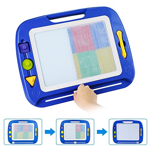 Magnetic Drawing Board, Doodle Toy Big Magnetic Erasable Magna, Writing Sketching Pad, Assorted Colors Writing Painting Sketching Pad Board for Toddler Boy Girl Kids Blue