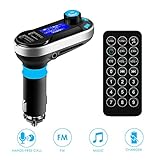 Car Bluetooth FM Transmitter, SOONHUA Wireless In-Car Bluetooth Receiver Stereo Radio Adapter 5in1 Car Kit Music Player Hand-Free Calling Dual USB Support SD/TF Card for iPhone and Samsung (Silver)