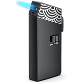 Jet Flame Lighter, Butane Gas Refillable, Windproof Turbo Torch Lighter with Safety Lock (Sold Without Gas)