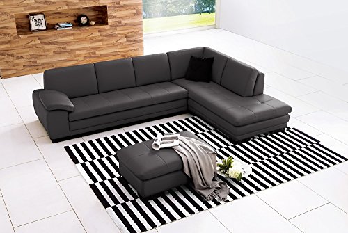 625 Italian Leather Sectional Grey in Right Hand Facing