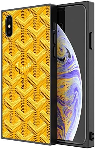 HICKORY Slim Fit iPhone Xs Max Case, Shockproof Anti-Scratch Resistant Thin Black Back Cover Case Yellow Goyard Inspire iPhone Xs Max Case