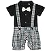 FEESHOW Baby Boys' Short Sleeve One Piece Bowtie Gentleman Romper Outfit