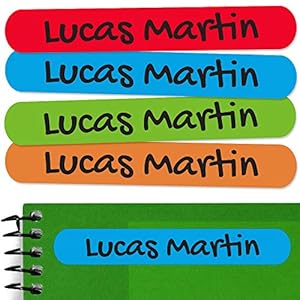 50 Namensaufkleber 6×0,9 cm | Personalisiert für Kinder, Schule, Kindergarten | Widerstandsfähig, Spülmaschinenfest | Schulzubehör, Kelle 1, Vinyl