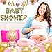 56pcs Mom's Nature Premium Girl Baby Shower Decorations for Girl Set Pink and Gold Party Supplies Oh Baby Balloon It's a Girl Banner Mom to Be Sash Flower Paper Pom Pom Table Decoration Gold Backdrop