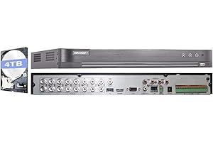 KAFFE HIK 16CH 8MP 4K DVR iDS-7216HUHI-M2/S AcuSense 16 Channel Supports 8MP HD-TVI & CVI/5MP AHD HD Analog Coax +8 IP Channels H.265+ Compatible with Hikvision Hik-Connect APP (4TB HDD)