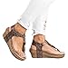 FISACE Womens Braided Mid High Wedge Sandals Casual T-Strap Wedge Heel Sandal Shoes
