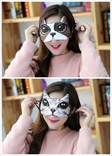 Eye Shade Cute Creative Sleep Mask Eye Mask Blindfold Eye Shade, Dog Plush Outside, Silk Inner Side, Cofortable and Fashionable, 2-Pack