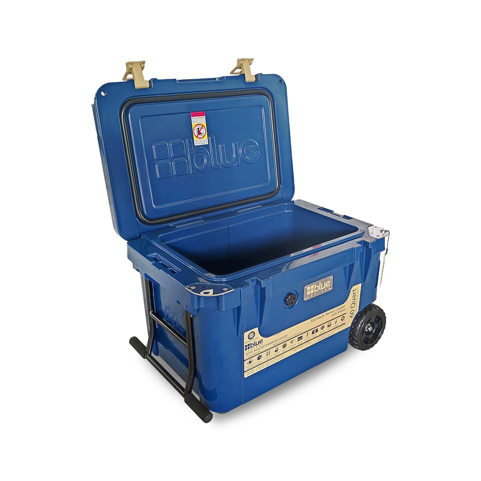 Blue Coolers Ice Vault 60 Quart, RotoMolded Ice Cooler with Wheels