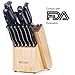 McCook MC26 14 Pieces FDA Certified High Carbon Stainless Steel kitchen knife set with Wooden Block, All-purpose Kitchen Scissors and Built-in Sharpener(Black)