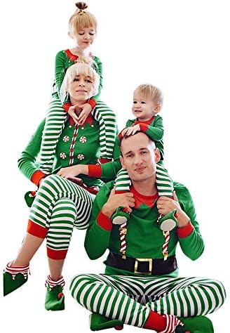 Gooldu Mens Womens Kids Toddler Merry Christmas Stripe Print Tracksuit Family Matching Clothes Outfits