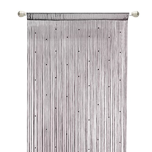 HSYLYM String Curtains Beaded Door Curtain Spaghetti Dense Bead Curtains for Doorways,Grey,90x200cm