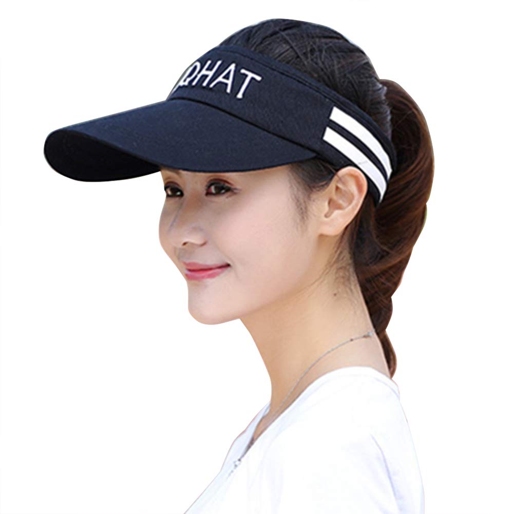 Women Sun Visor Hats Empty Top Hat Sports Cap Sun Hat Baseball Cap Wide Brim Hat Summer Running Outdoor Sports Cap Embroidered Letters Sun Shade UV Protection Hat for Girls Women Outdoor Holiday Golf